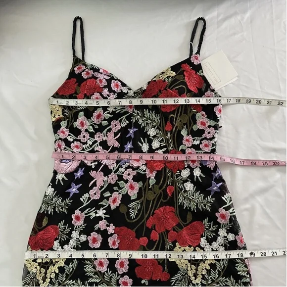 NWT $598 Mac Duggal‎ [ 8 ] Floral Lace Embroidered Sweetheart Gown Black Red - Picture 3 of 16